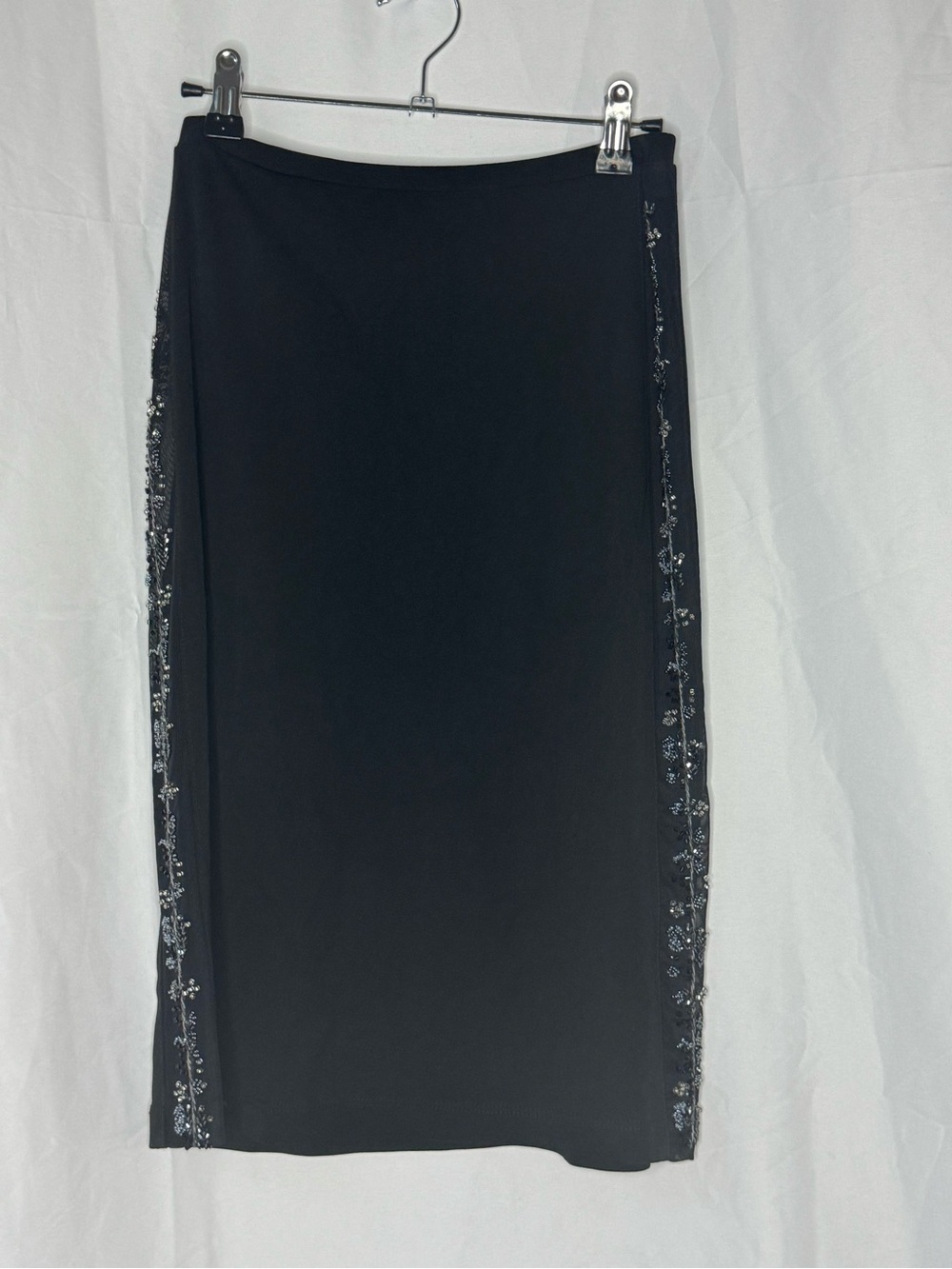 BCBG Black Embellished Side-Trim Pencil Skirt
